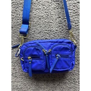 Poppy Lissiman Women's Double Pockets Bobby Nylon Crossbody Bag Electric Blue